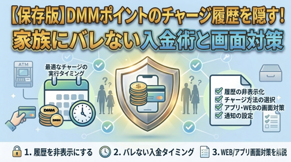 【保存版】DMMポイントのチャージ履歴を隠す！家族にバレない入金術と画面対策